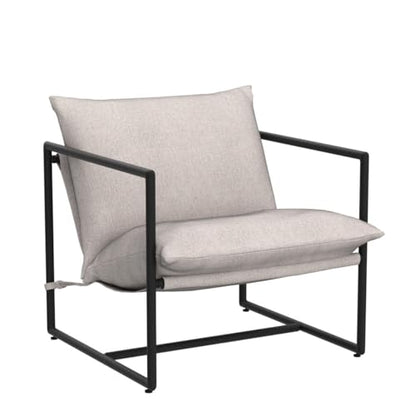 Zinus Aidan Sling Accent Chair, Metal Framed Armchair with Shredded Foam Cushioning, Oatmeal
