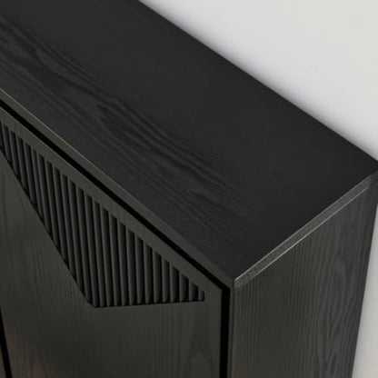 Narrow Sideboard Buffet Storage Cabinet with Solid Wood Doors, view 8