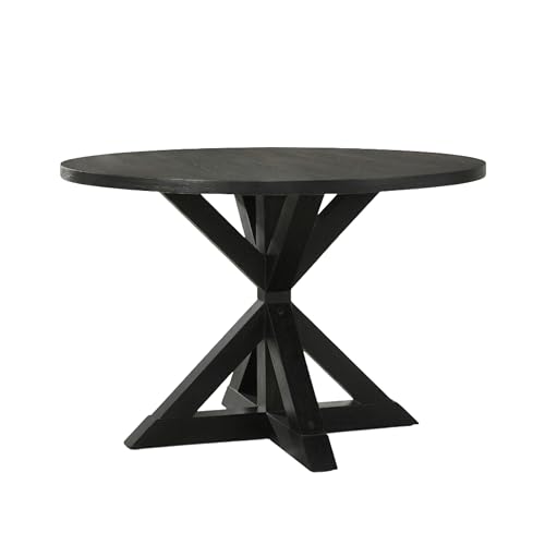 Windvale Cross-Buck Base Dining Table, Black