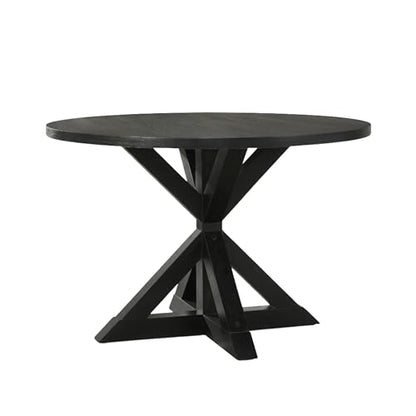 Windvale Cross-Buck Base Dining Table, Black