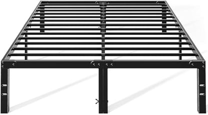 Black Metal Platform Bed with Storage and Support Slats, view 2