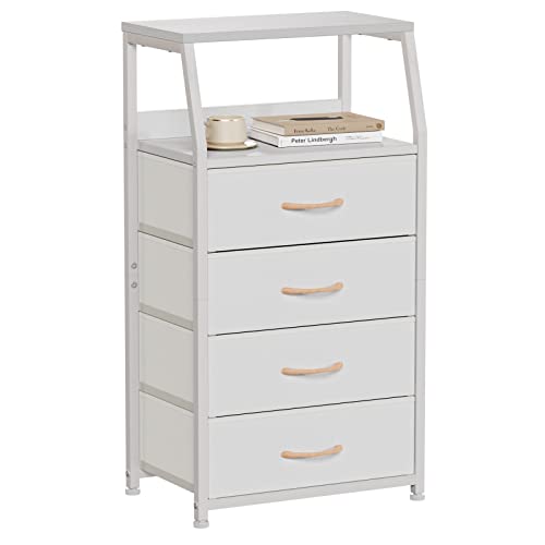 Tall Nightstand with 4 Fabric Drawers, Small Dresser for Bedroom, view 2