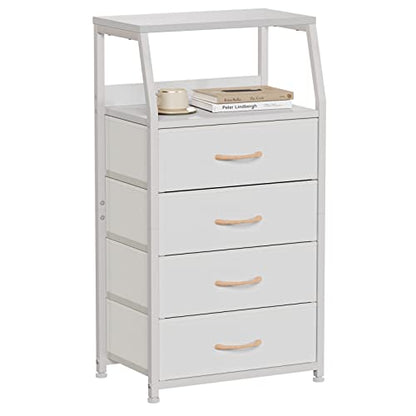 Tall Nightstand with 4 Fabric Drawers, Small Dresser for Bedroom, view 2