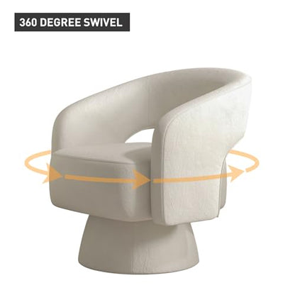 Swivel Barrel Chair, Set of 2 Velvet Accent Armchair 360 Degree Swivel Club Chair for Living Room Bedroom Reception Room, Beige
