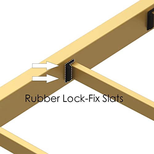 Gold Metal Canopy Bed Frame Queen/Mattress Foundation with Steel Slat, view 7