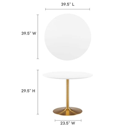 Amuse 40Inch Dining Table Solid Wood Gold White Finish Modern Kitchen Room Entertaining Home Furniture Quality Stylish Elegant Durable Refined Versatile Contemporary