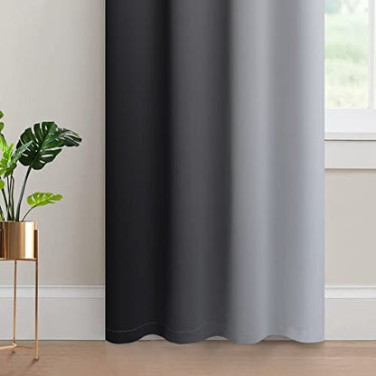Ombre Curtains Black and Greyish White for Living Room,52Wx96L
