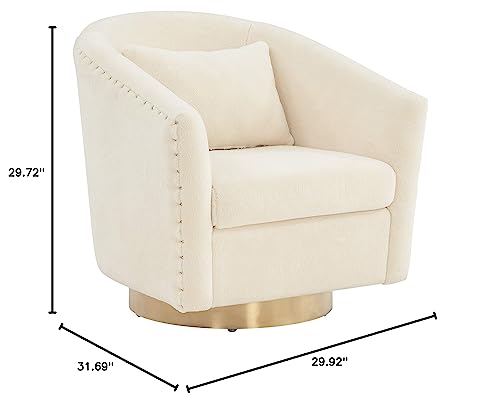 SAFAVIEH Couture Collection Clara Glam Ivory & Gold Faux Lamb Wool Swivel Tub Accent Chair, Fully Assembled (SFV4702M)