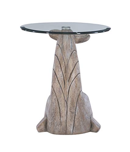 Powell Peabody Whale Brown Driftwood Accent Table with Glass Top