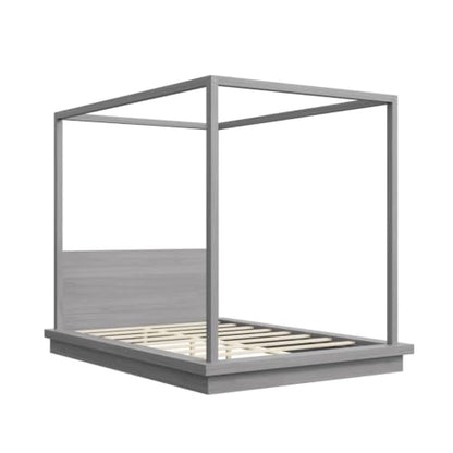 Queen Size Canopy Bed with Headboard (Gray), view 7