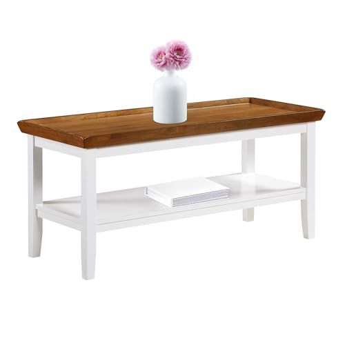Ledgewood Coffee Table 42" - Modern Center Room Accent with Storage Shelf for Transitional, Traditional Living & Family Room, Driftwood/White