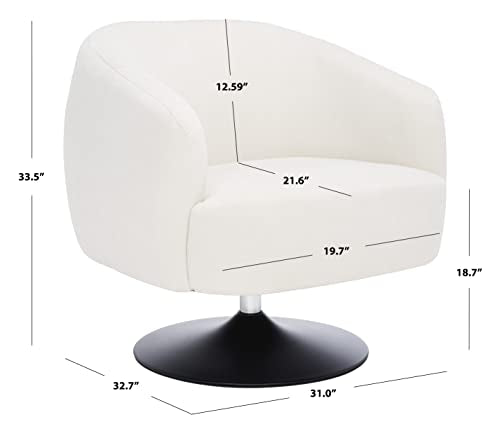 Home Collection Ezro Mid-Century Glam Cream Velvet Accent Swivel Chair