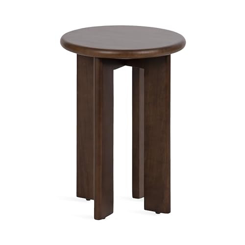 Seebeck Modern Wooden Round Side Table; 14 x 14 x 20; Dark Brown; Transitional Wood End Table for Use as Bedroom Nightstand or Living Room Accent Table