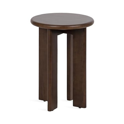 Seebeck Modern Wooden Round Side Table; 14 x 14 x 20; Dark Brown; Transitional Wood End Table for Use as Bedroom Nightstand or Living Room Accent Table