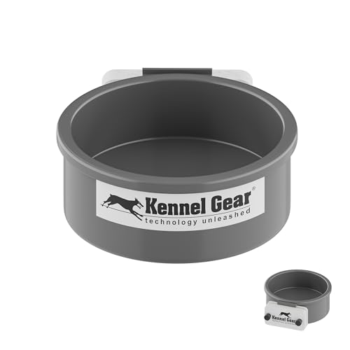 Dog Crate Water Bowl No Spill, 20oz Food-Grade Polypropylene Feeder (Grey), view 2