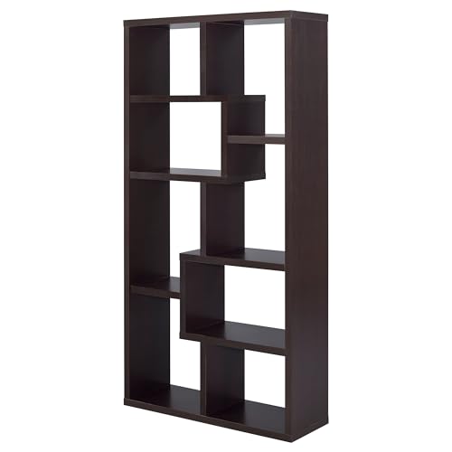 Coaster Theo 71-Inch 6-Shelf Bookshelf with Storage, Cappuccino 800264, view 6