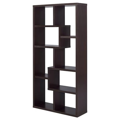 Coaster Theo 71-Inch 6-Shelf Bookshelf with Storage, Cappuccino 800264, view 6