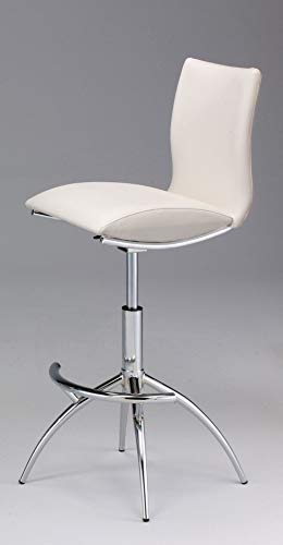 Minimalist Collection Height Adjustable Swivel Leatherette Bar Stool with Cushion and Gas Lift, Set of 2, White (S6049WH)