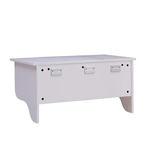 Wall Mount Ledge w/ Vanity Mirror, Transitional Style, White