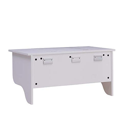 Wall Mount Ledge w/ Vanity Mirror, Transitional Style, White