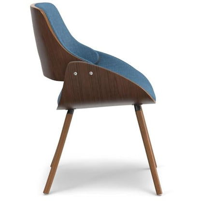 Malden Dining Chair in Blue Linen Look Fabric, 22.8" W x 20.9" D x 30.9" H, Mid-Century Modern Wood Back Chair for Dining Room