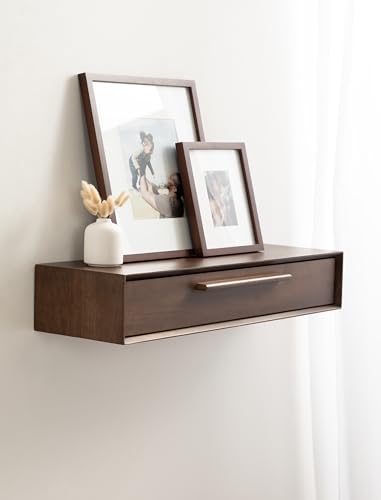 McCutcheon Mid-Century Floating Console Table for Entryway; 30 x 9 x 6; Walnut Brown; Decorative Transitional Floating Entryway Table for Use as Living Room Storage Wall Shelf