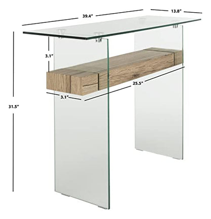 Safavieh Home Kayley Natural and Glass Console Table