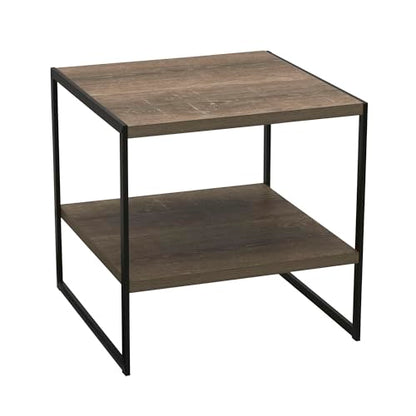 Square Wooden Side Table/End Table With Storage Shelf, Ashwood