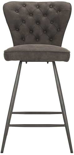 Safavieh FOX1702C-SET2 American Homes Collection Ashby Modern Tufted Swivel Counter Stool, 26", Grey/Black