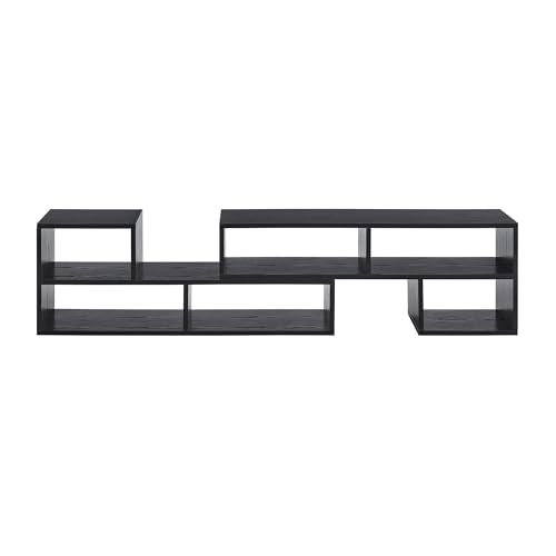 Modular TV Stand with Open Storage, Adjustable Media Console, Black, view 5