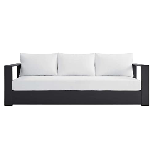 Tahoe Aluminum Outdoor Patio Sofa in Gray White