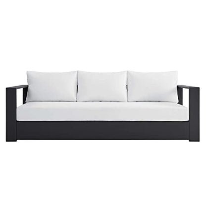 Tahoe Aluminum Outdoor Patio Sofa in Gray White