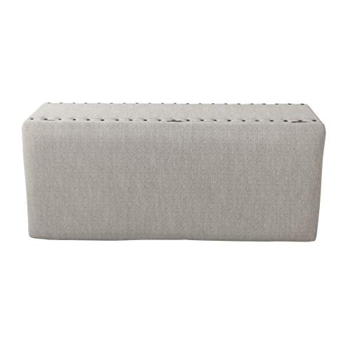 Home Decor | Upholstered Bench with Nailhead Trim | Large Ottoman with Storage for Living Room & Bedroom | Decorative Home Furniture, Gray Woven