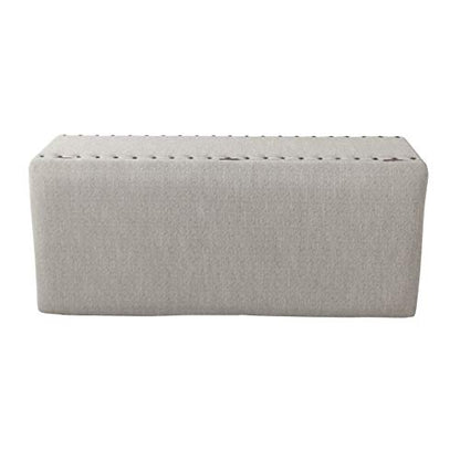 Home Decor | Upholstered Bench with Nailhead Trim | Large Ottoman with Storage for Living Room & Bedroom | Decorative Home Furniture, Gray Woven