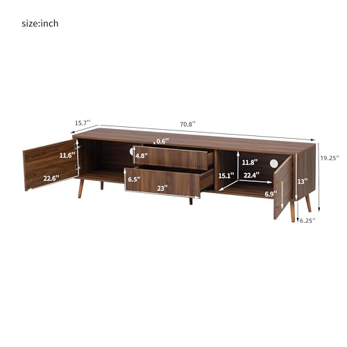Mid-Century Modern TV Stand with Fluted-Drawer, for TVs up to 80", view 3