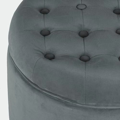 Home Decor | Upholstered Round Velvet Tufted Foot Rest Ottoman | Ottoman with Storage for Living Room & Bedroom | Decorative Home Furniture, Dark Gray Small