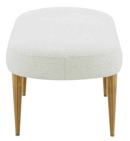 SAFAVIEH Couture Collection Corinna Glam Ivory Boucle/Gold Leg Oval Bench