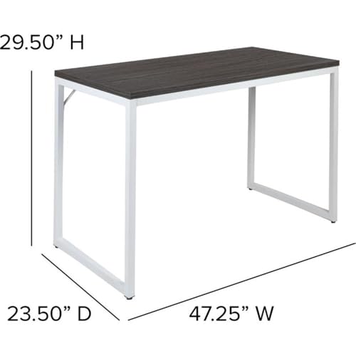 Kimberly Tiverton Industrial Modern Desk-Rustic Gray/White Commercial Grade Computer Desk-47" Sturdy Home Office Desk-Writing Desk