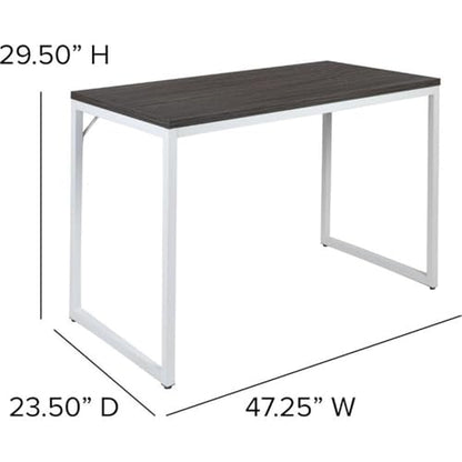 Kimberly Tiverton Industrial Modern Desk-Rustic Gray/White Commercial Grade Computer Desk-47" Sturdy Home Office Desk-Writing Desk