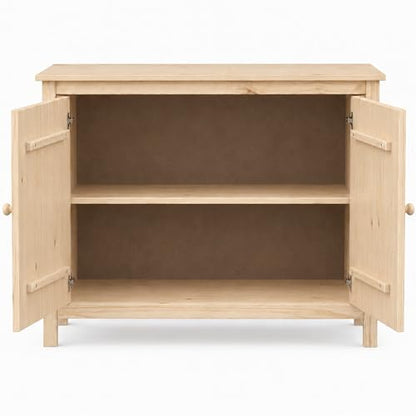 44" Wide Solid Pine Shaker Sideboard Buffet Cabinet — Natural Unfinished — 2, view 6