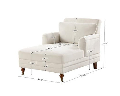 57.48'' Chaise Lounge Chair with Adjustable Backrest, Terry White, view 3