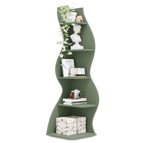 Corner Shelf, Modern 5-Tier Wall Corner Bookshelf, view 3