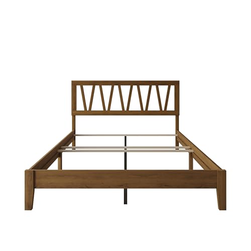 Gadsden Full Wood Panel Bed Frame, Brown, view 5