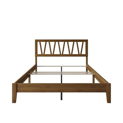 Gadsden Full Wood Panel Bed Frame, Brown, view 5