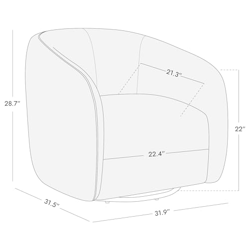 Swivel Accent Chairs for Living Room, Modern Upholstered Arm Chair for Bedroom, Fabric in Cream