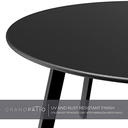 Round Steel Patio Coffee Table, Weather Resistant Outdoor Large Side Table, Black…