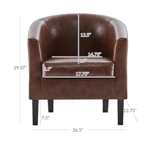 Accent Barrel Chair, Club Tub Sofa Corner Chair with Flared Legs and Cozy Soft Padding for Living Room Bedroom Waiting Room - Caramel