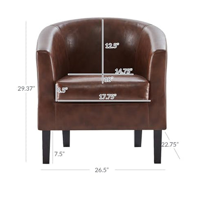 Accent Barrel Chair, Club Tub Sofa Corner Chair with Flared Legs and Cozy Soft Padding for Living Room Bedroom Waiting Room - Caramel