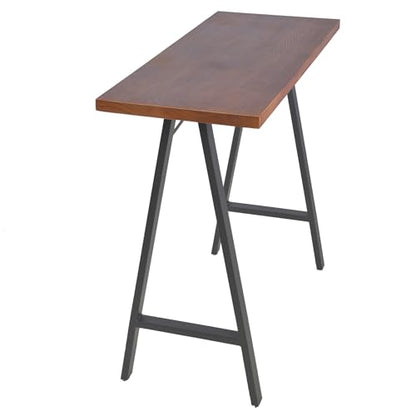 Industrial Rustic 41.3" Height Solid Pine Wood Top Pub Bar Table Bar Height Kitchen Dining Room Table Modern Narrow Long Sofa Table Coffee Table