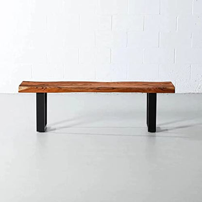 Personalized Large Live Edge Stool, Wooden Live Edge Bench, Bedroom Bench, Modern, Live Edge Bench, Wood Bench, with 16.5" U Shaped Legs (16.5" Inches Tall, 24 x 13inches)